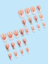 Plum Blossom Style Nail Tips Simple White Edge French Wear Armor