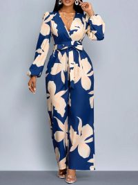 Women's Printed Long Sleeve Jumpsuit Suit