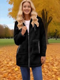 Fashion Autumn And Winter Zipper Pocket Lamb Wool Coat