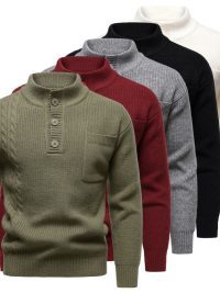 Men's Fashion British Henry Stand Collar Sweater