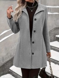 Long Woolen Long Sleeves Thermal Woolen Coat