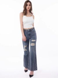 Women's Retro Large Size Worn Wide-leg Jeans