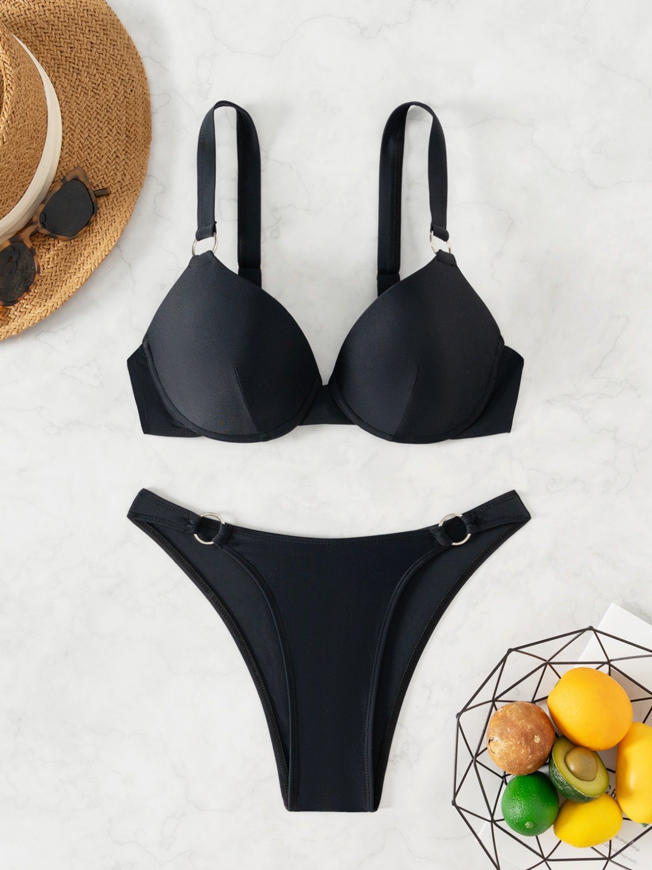 Women's Fashion Pure Color Bikini Split Swimsuit