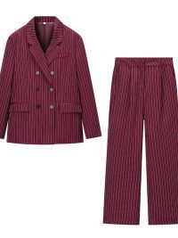 Female Casual Versatile Suit Jacket Casual Pants Striped