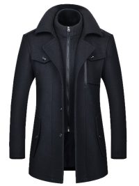 Men's Woolen Coat Fashion Double Collar Cold-resistant