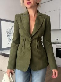 Women’s Suede Corset Waist Blazer