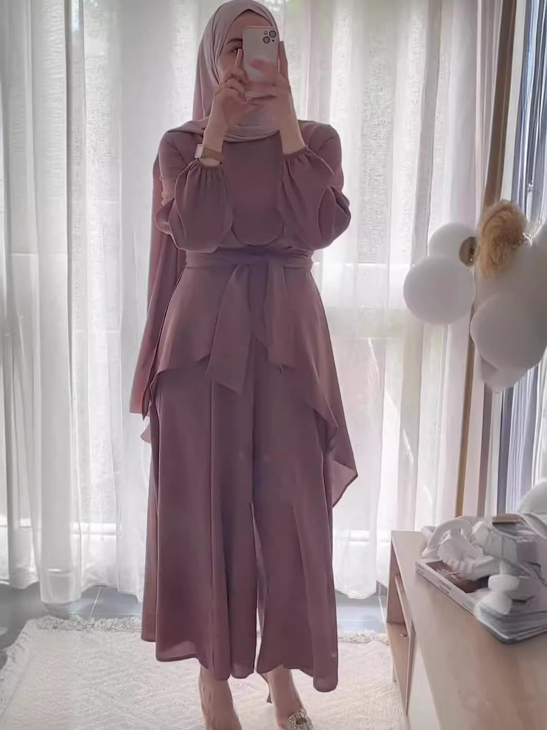Irregular Hem Top Wide Leg Pants Suit Women