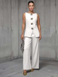 Women's Fashion Golden Button Vest Pants Casual Suit