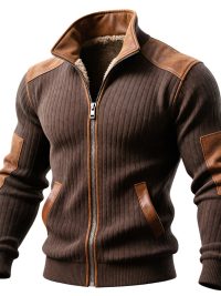 Men's Clothing Velvet Stand Collar Casual Sweatshirt