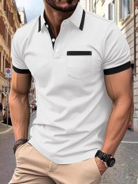 Men's Patchwork Button Pocket Casual Top