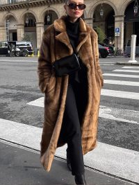 Winter Warm Brown Lapel Long Coat