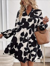 Fashion Retro Long Sleeve Loose Dress