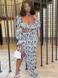 Low Cut Backless Short Top Slit Skirt Suit Women