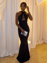 Sexy Sleeveless Hollow Backless Pearl Chain Dress