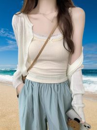 Sweet Spicy Girl Fake Two-piece Lace Spliced Camisole