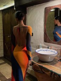 Women's One-shoulder Printed Sexy Backless Dress