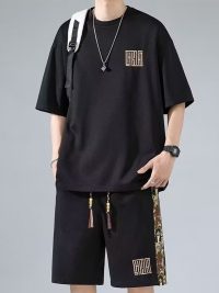 Waffle Embroidery Summer Loose All-match Short Sleeve Two-piece Set