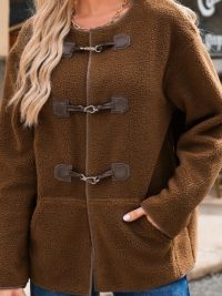 Apricot Toggle Button Teddy Women's Coat