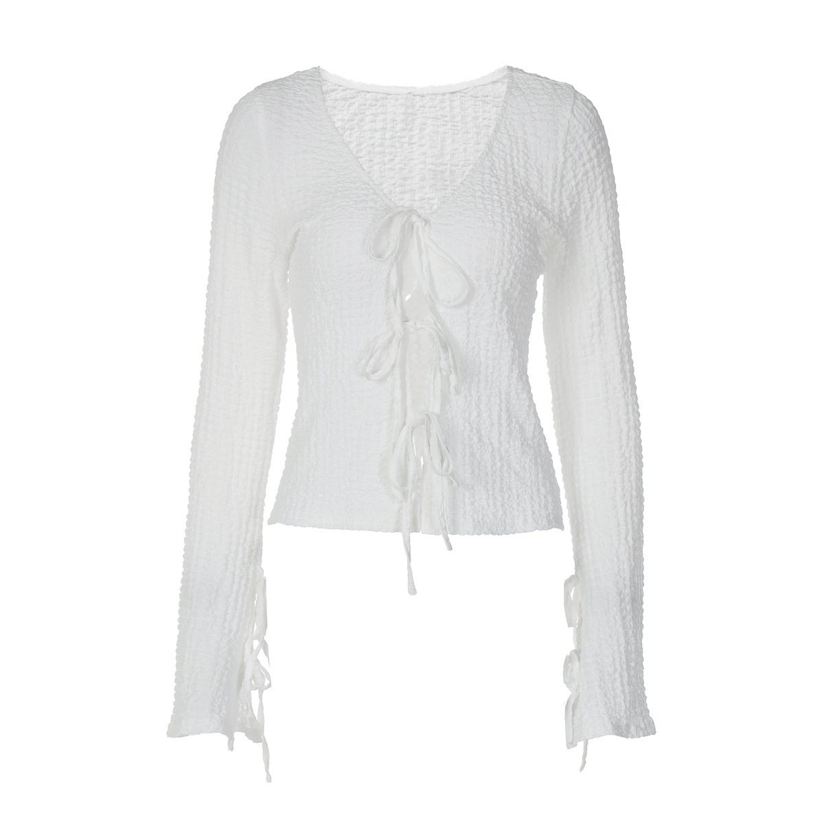 Fashion Cardigan Lace-up Backless Long Sleeve Women