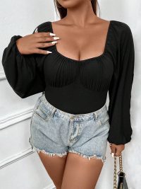 Women's Slim-fitting Puff Sleeve Long Sleeve Sexy Jumpsuit