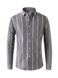 New Slim-fit Striped Shirt Men's Long Sleeve Shirt