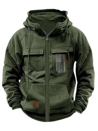 Printed Loose Zip Casual Hooded Sweatshirt