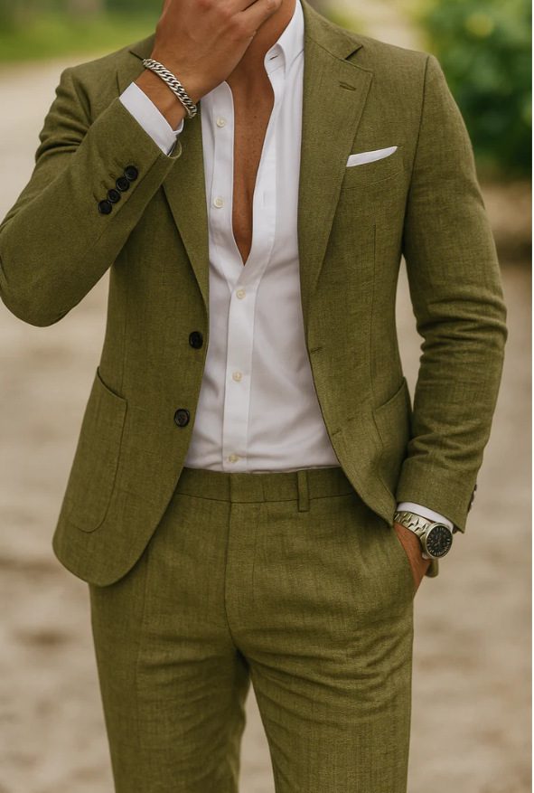 Men's Digital Printing Casual Suit Top Two-piece Pants