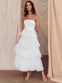 Fashion Strapless Backless Cake Dress