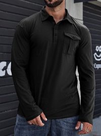 Lapel European And American Men's Shirt Solid Color Long Sleeve