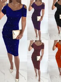 Diamond-studded Strapless Dress For Women