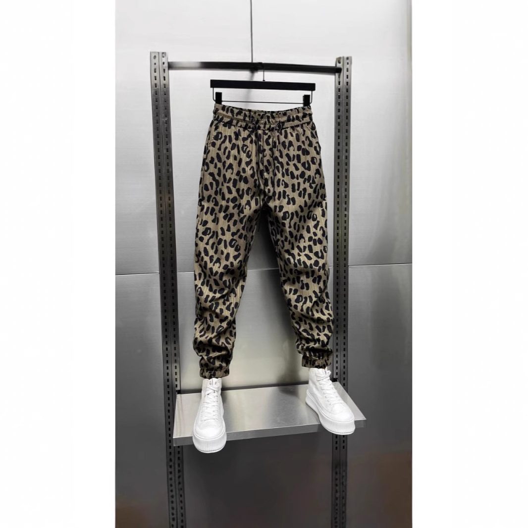 Trendy Brand Personality Leopard Print Casual Pants Men