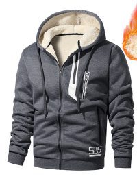 Cashmere Hoodie Men's Fleece-lined Thickened Hooded Jacket