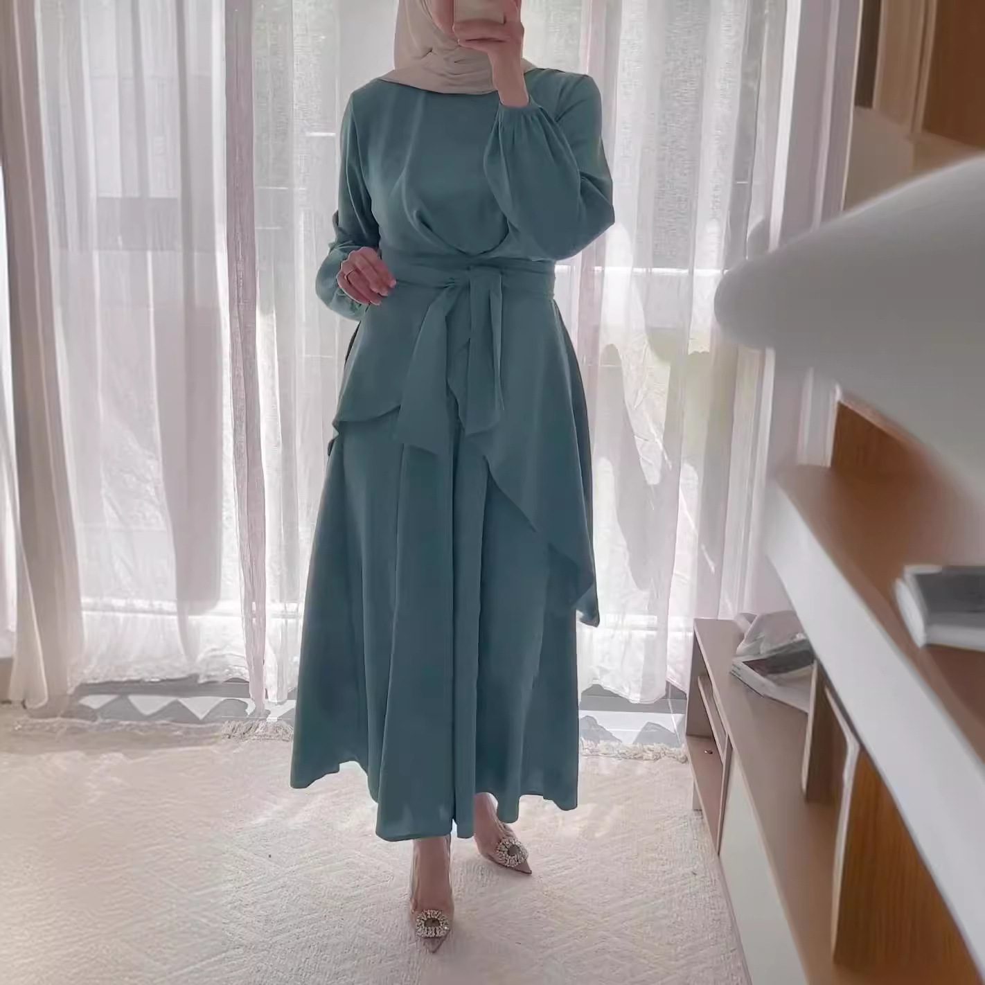 Irregular Hem Top Wide Leg Pants Suit Women