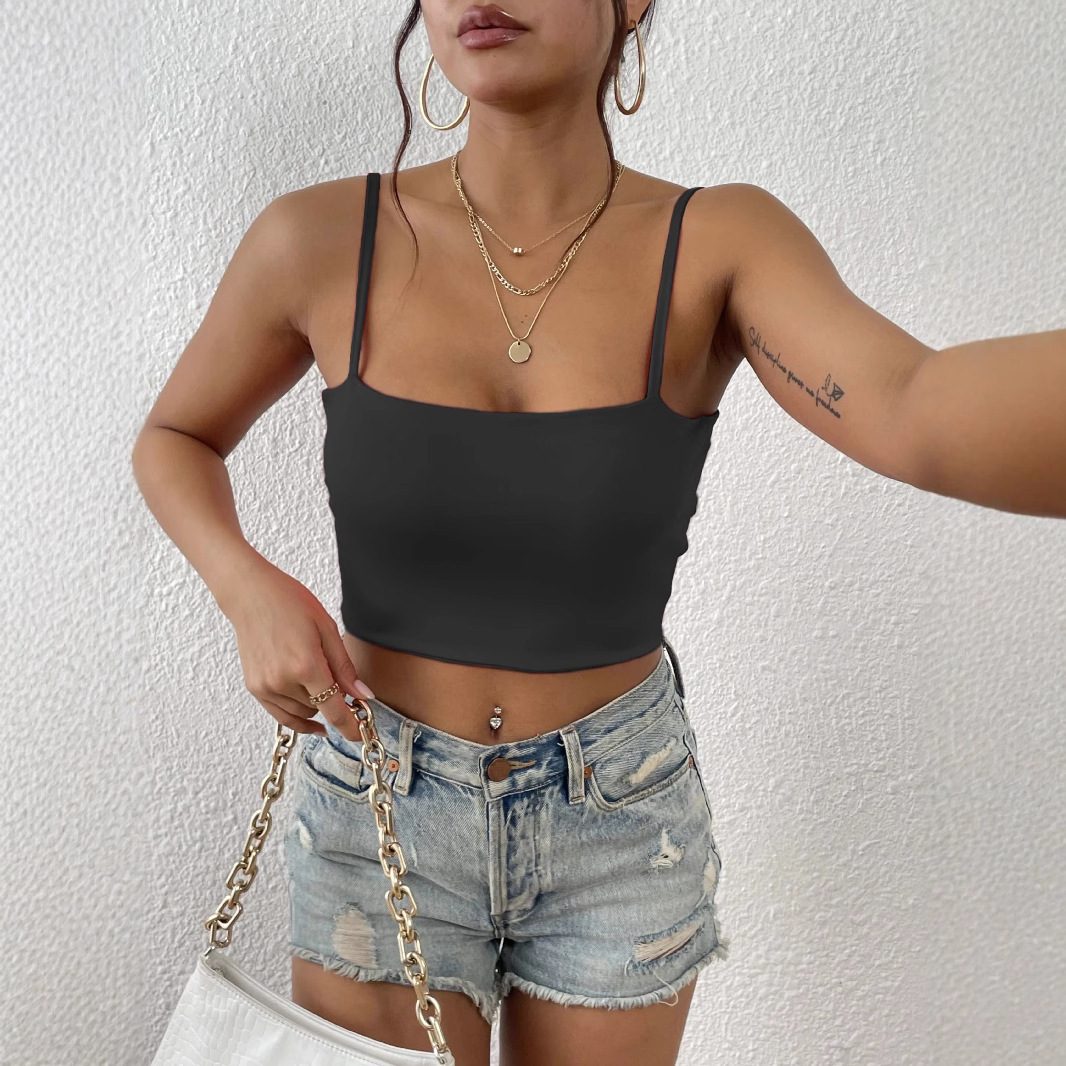 Crop Top With Sexy Camisole Inside And Outside