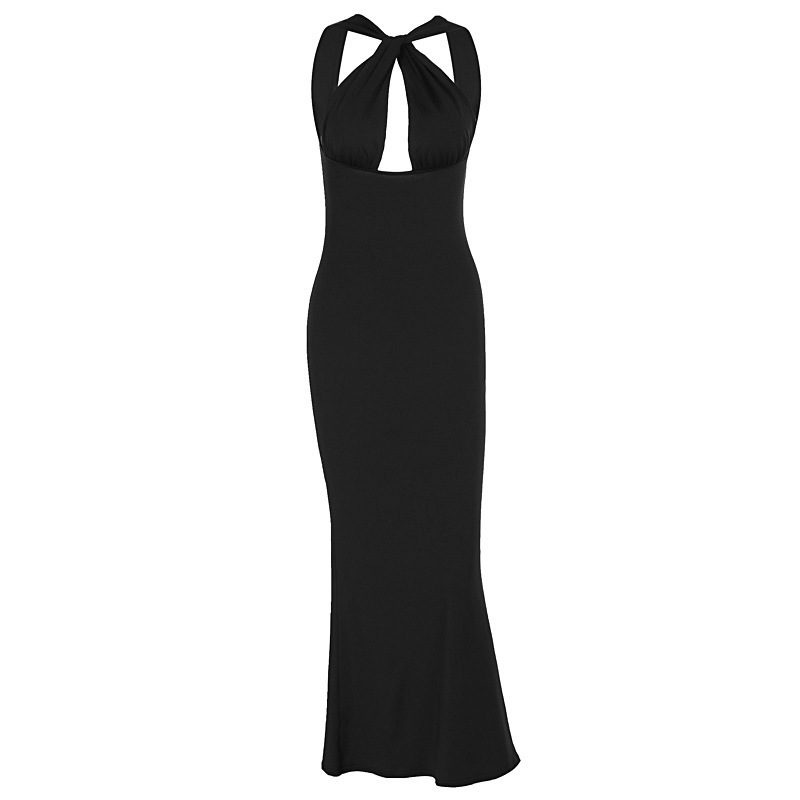 Sexy Sleeveless Hollow Backless Pearl Chain Dress