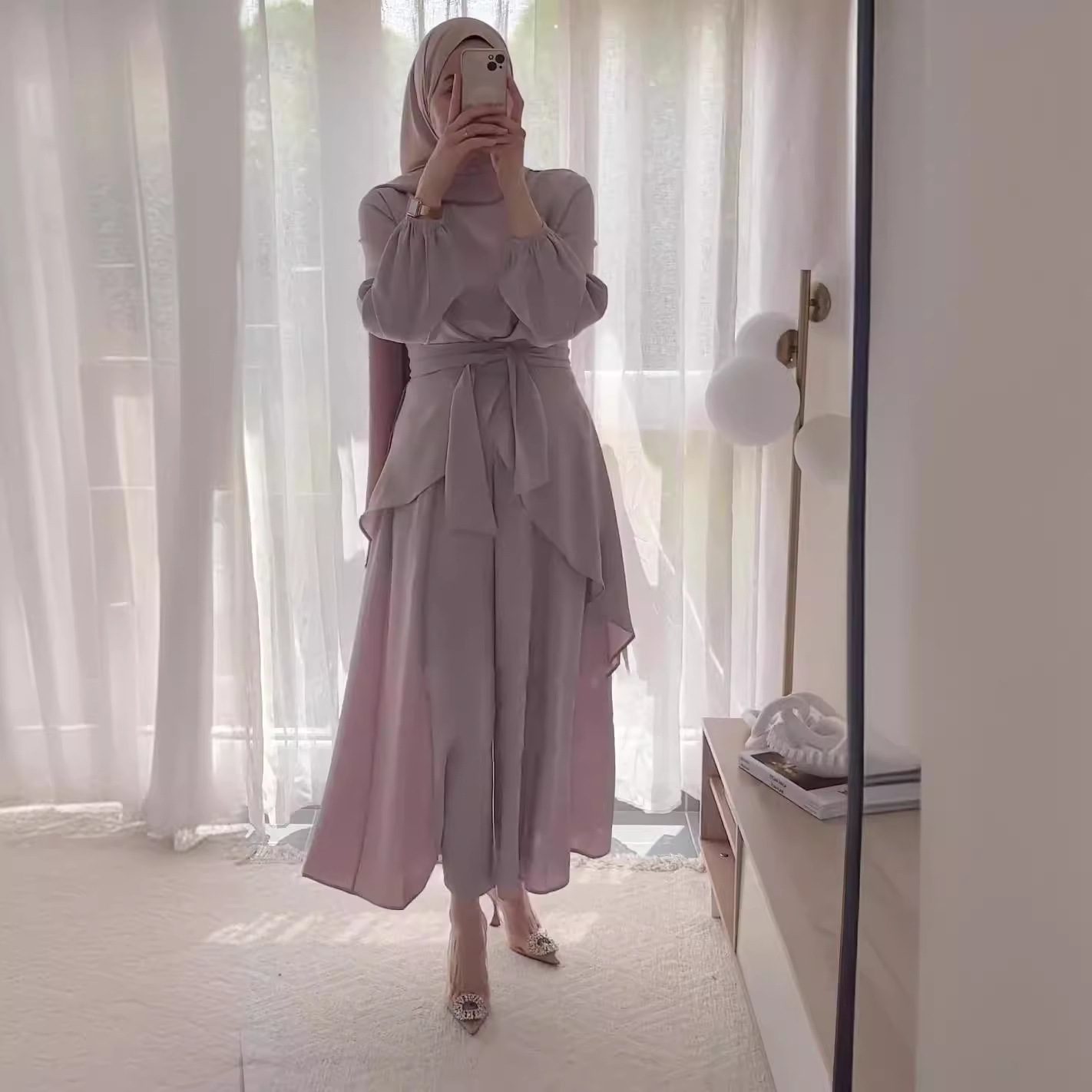 Irregular Hem Top Wide Leg Pants Suit Women