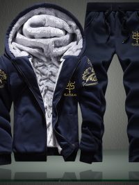 Plus-size Fleece-lined Thick Men's Casual Sport Two-piece Set