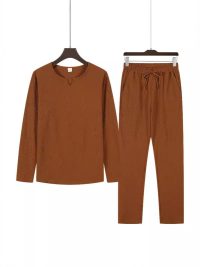 Men's Casual Solid Color Drawstring Waistband Pocket Suit