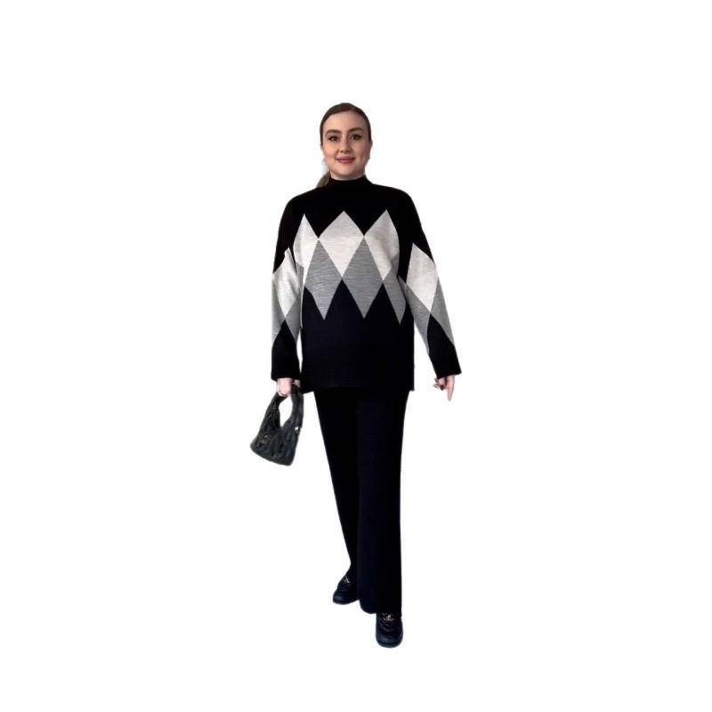 Women's Knit Round Neck Sweater Set