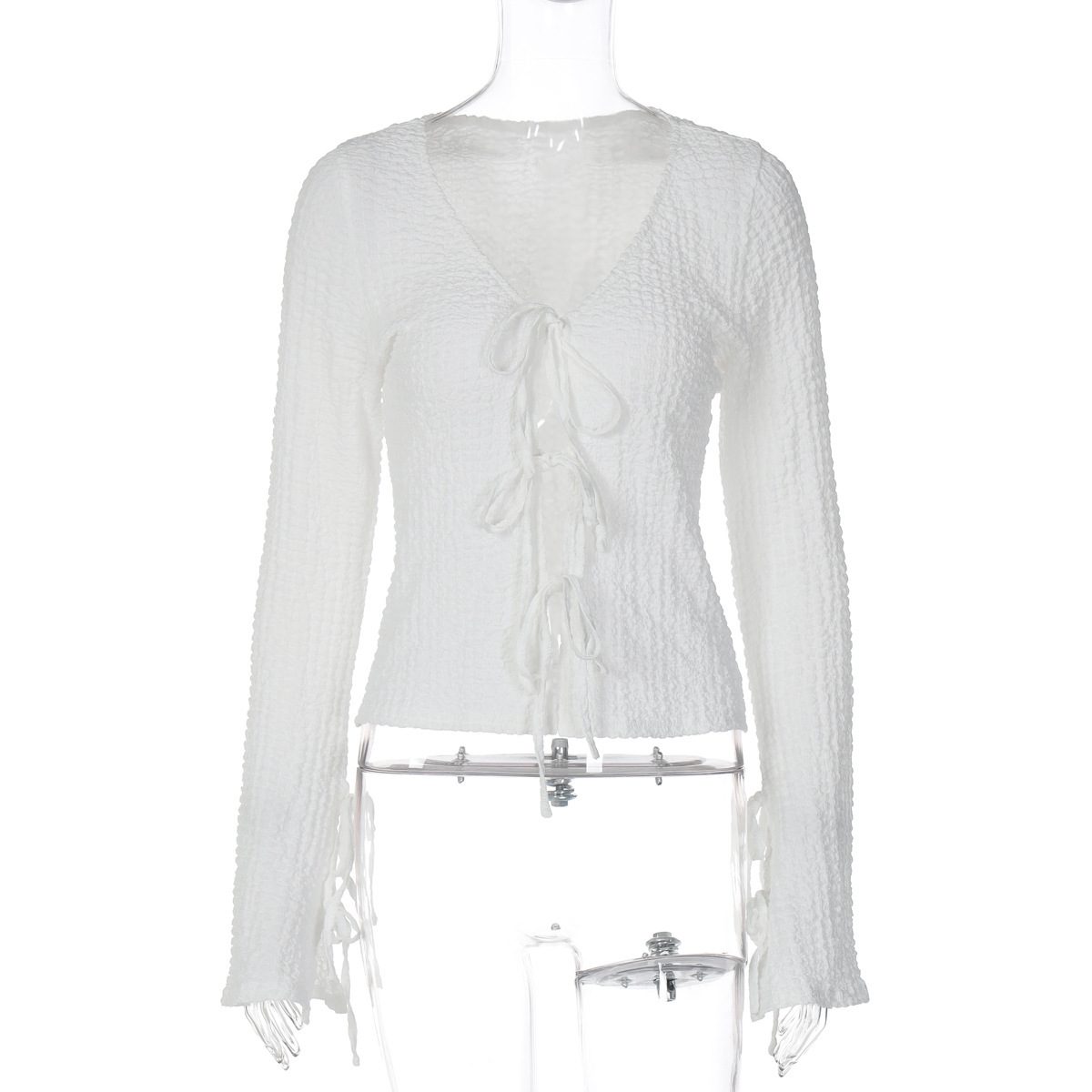 Fashion Cardigan Lace-up Backless Long Sleeve Women