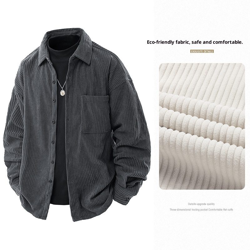 Shirt Collar Fake Two-piece Coat Men