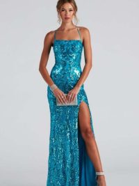 Sexy One-shoulder Sequin Floor-length Elegant Slit Dress