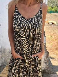Vacation Style Printed Strappy Maxi Dress For Women