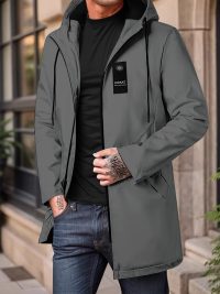Mid-length Men's Hooded Casual Workwear Shell Jacket Windproof Jacket