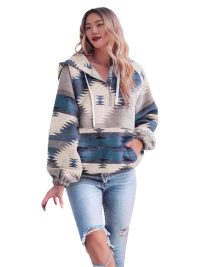 Women's Retro Fashion Half-Zip Long Sleeve Sweatshirt