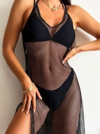 Mesh See-through Halter Bikini Beach Dress