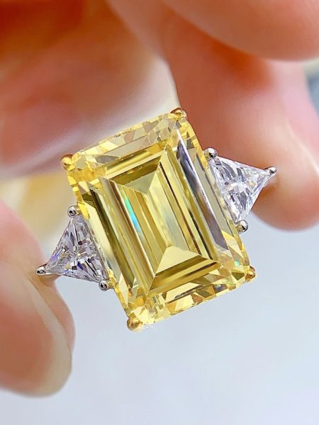 Square Sugar Cube Ring With Simulated Diamonds For Women