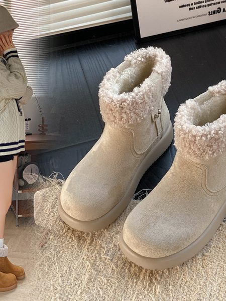 Womens Retro Warm Fuzzy Cotton Shoes