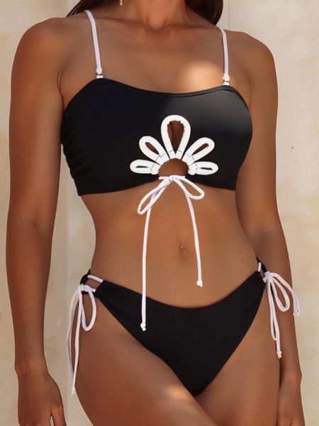 Strapless Detachable Shoulder Strap Bikini Split Swimsuit