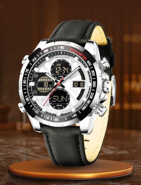 Luminous Quartz Watch With A Leather Or Steel Strap